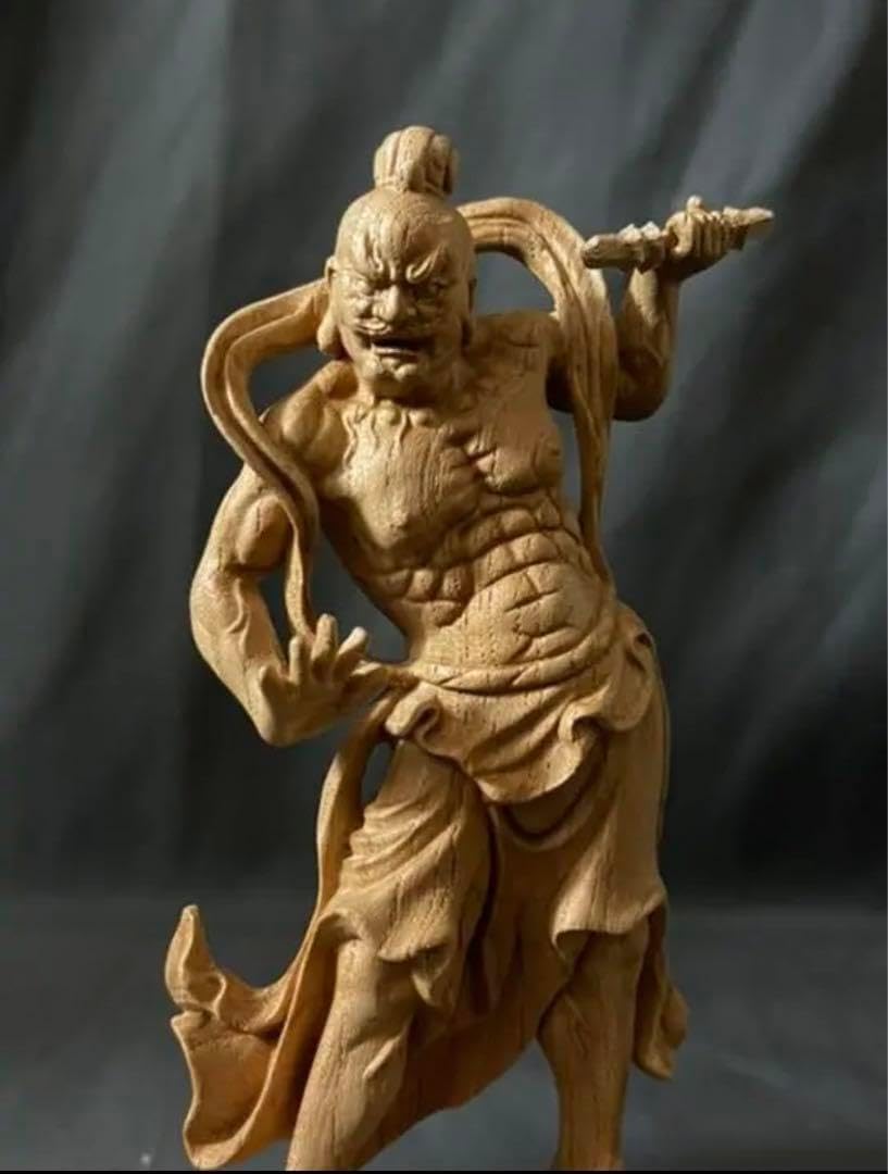 井波彫刻　仏教工芸品　総ケヤキ製　一刀彫　極上彫　木彫仏像　金剛力士立像一式 井波彫刻 仏教工芸品 総ケヤキ製 一刀彫 極上彫 木彫仏像 金剛